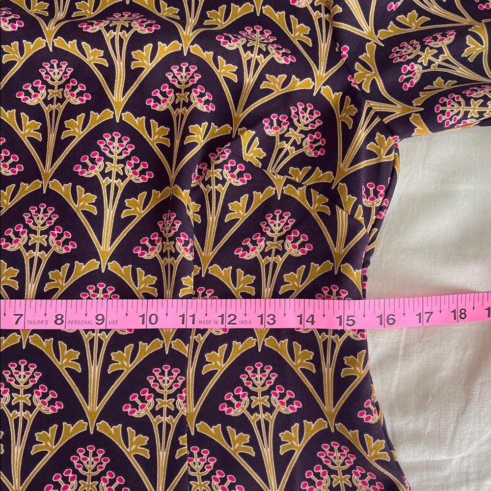Boden• Purple & Gold Olive Branch Blouse• Sz 6 - Picture 13 of 16